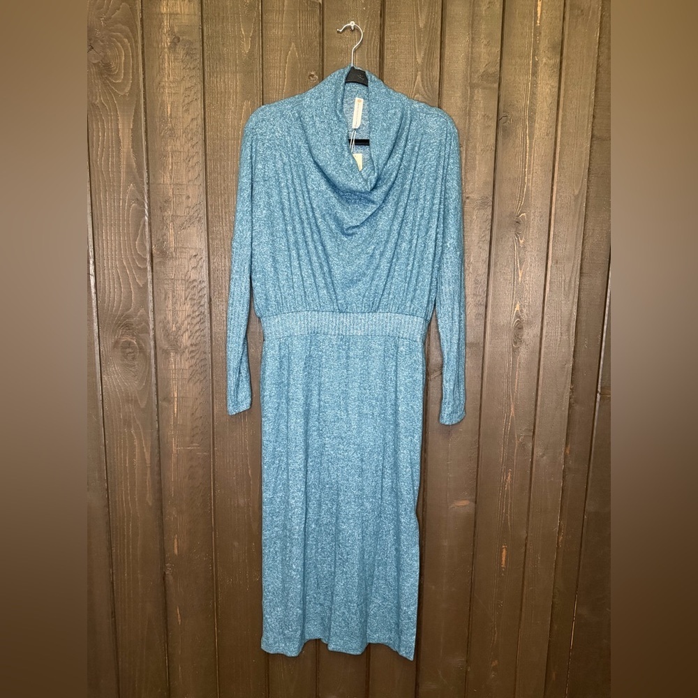 Daily Practice by Anthropologie Side-Slit Effortless Maxi Dress Sz M Green/Blue